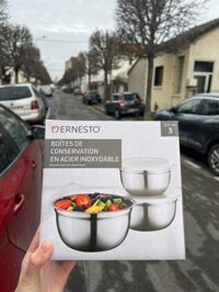 Set 3 tô inox trộn bột Ernesto – hàng Đức, mua tại siêu thị Pháp