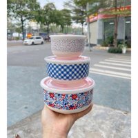 Set 3 tô sứ hút chân không Thái Lan dùng được lò vi sóng