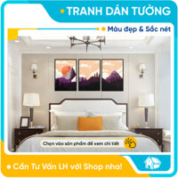 Set 3 tranh dán tường Decor - Hình Núi Và Mặt Trăng - Chất Liệu Fomex - Có Đủ Kích Thước Theo Yêu Cầu