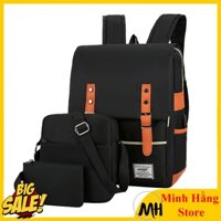 Set 3 túi Balo vải kaki cao cấp Đi học , đi làm cho sinh viên, học sinh, nhân viên công sở, ba lô máy tính laptop nam
