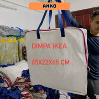 Set 3 Túi Đựng Chăn Màn Quần Áo DIMPA IKEA Size Khủng 65x65x22cm Sức Tải 35kg, Vừa Chăn 5KG - Túi Siêu Bền Đựng Đồ