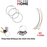 Set 3 Vòng Thép Không Gỉ, Xâu Chùm Chìa Khóa, Móc Kim Loại Có Chốt Ren Vặn Giữ Chặt Treo Đồ. PhuKienHome 5090
