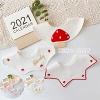 Set 3 yếm cổ tròn cotton cao cấp chống thấm nước phong cách hàn quốc Mimo Baby cho bé YC01