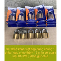 Set 30 ổ khoá việt tiệp dùng chung 1 chìa ( sao chép thêm 12 chìa sơ cua ) loại 0152M , khoá giữ chìa