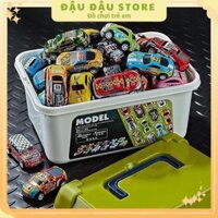 Set 30 ô tô kèm hộp nhựa, đồ chơi chạy đà cót kéo lùi chất liệu hợp kim cao cấp cho bé, tổng hợp nhiều loại xe
