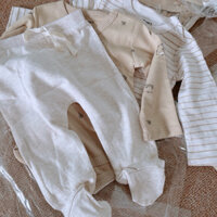 SET 3MÓN GỒM: 2BODYCHIP DÀI TAY + QUẦN DÀI CÓ TẤT CHO BÉ SƠ SINH 0-3M 100% COTTON ORGANIC