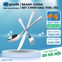 Set 3P bộ dao nĩa thìa ăn đồ Tây beefsteak GGOMI GG245 inox không gỉ cao cấp Hàn Quốc sáng bóng thích hợp ăn nhà hàng