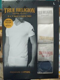 Set 4 Áo Thun Cổ Tim V Neck True Religion Ông Địa 3 Màu Xanh Đen, Xám,Trắng