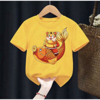 Set 4 Áo thun tết cho bé hình co hổ cưỡi cá chép chúc tết ,áo cho bé từ 6kg-30kg.AT03. -HY