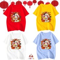 Set 4 Áo thun trẻ em hình mèo pháo cá chép đồng vàng cho bé từ 6kg-30kg.AT18.