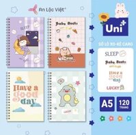 Set 4 cuốn sổ lò xo A5 - 120 trang kem caro (Good day - Bake bears - Sleep day - Lucky)