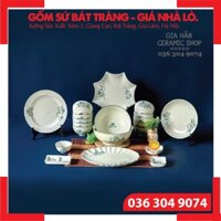 [SÉT 4]🍀𝐁𝐎̣̂ Đ𝐎̂̀ 𝐀̆𝐍 11 𝐌𝐎́𝐍🍀[𝐂𝐀𝐎 𝐂𝐀̂́𝐏][𝐁𝐀́𝐓 𝐓𝐑𝐀̀𝐍𝐆] Bát Đĩa Tô Chén Bát Tràng Sang Trọng ⚡Men Kem vẽ Sen Xanh⚡