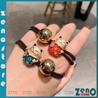 Set 4 dây buộc tóc Mèo thần tài, Dây Cột Tóc, Chun Buộc Tóc cute PT34 - Set 4c