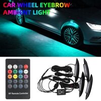 Set 4 Đèn Led DC 12V 3 Bóng RGB Gắn Bánh Xe Hơi Kèm Điều Khiển Từ Xa