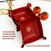 SET 4 ĐĨA/KHAY DA ĐỰNG BÁNH KẸO HOA QUẢ MÀU ĐỎ