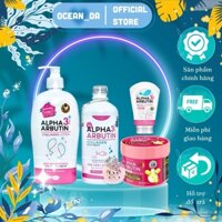 SET 4 HỘP -KEM NÁCH + KÍCH TRẮNG 500ML+ DỮỠNG TRẮNG BODY 500ML+Sữa Tắm Alpha Arbutin Thái Lan trắng da 450ml 3+ Plus