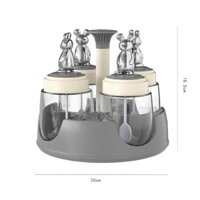 Set 4 hũ đựng gia vị kèm kệ xoay 360