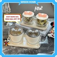 Set 4 khay mứt tết hộp đựng bánh kẹo tết khay bánh kẹo tết hộp đựng mứt tết hộp mứt tết Green Home - DBK03