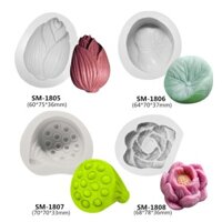 Set 4 khuôn sen silicon làm bánh trôi, rau câu, trung thu