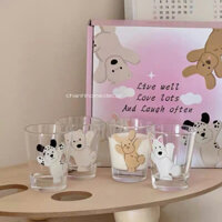 Set 4 ly thuỷ tinh hoạ tiết nhỏ uống nước kèm hộp, ly chịu nhiệt dễ thương uống bia cùng bạn bè quà tặng |Chanhhomedecor