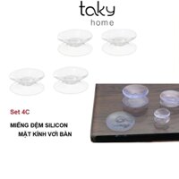 Set 4 Miếng Đệm Silicon Lót Kính Mặt Bàn, Đệm Kê Giữ Kính và Mặt Bàn, Chống Xê Dịch Và Trơn Trượt Mặt Kính. TakyHome 5507