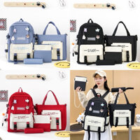 Set 4 món balo + tote + ví + đeo chéo vừa A4 STUDY giá rẻ mang đi học đi chơi thời trang