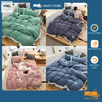 Set 4 Món Chăn Ga Gối Cotton Tici Bèo Viền Trắng Bộ Chăn Ga Gối Chất Liệu Cao Cấp MH2T STORE