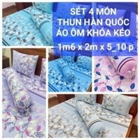 sét 4 món thun Hàn Quốc cao cấp ( áo ôm khóa kéo).kt 1m6 x 2m nệm 5_10p