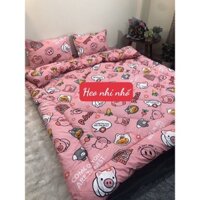 [set 4 món]Bộ Chăn phao kèm ga gối cotton poly 1m6x2m,được chọn mẫu loại 1 (MẪU HEO NHÍ NHỐ)