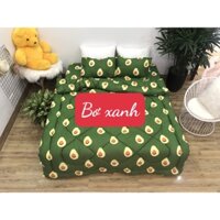 [set 4 món]Bộ Chăn phao kèm ga gối cotton poly 1m2x1m9,MẪU BƠ XANH