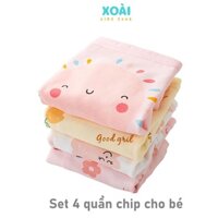 Set 4 Quần Chip Đùi/ Quần Lót Cho Bé Gái Chất Cotton Mềm Mại Họa Tiết Xinh Xắn Dễ Thương - QC001