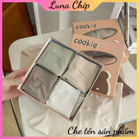 Sét 4 Quần Lót Su  Gấu Cookie Full Hộp Cao Cấp,Quần Chip Nữ Su Lạnh Kháng Khuẩn Nâng Mông Ôm Mông Co Giãn Tốt