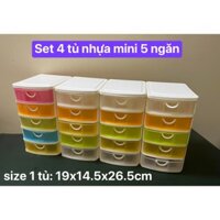 Set 4 tủ nhựa mini 5 ngăn | Tiện lợi | Giá rẻ