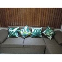Set 4 vỏ gối tựa hoạ tiết lá xanh