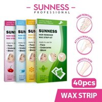 Set 40 miếng sáp dán tẩy lông SUNNESS hai mặt tự nhiên cỡ lớn 9x18 100G