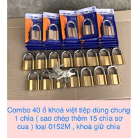 Set 40 ổ khoá việt tiệp dùng chung 1 chìa ( sao chép thêm 15 chìa sơ cua ) loại 0152M , khoá giữ chìa