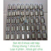 Set 40 ổ khoá việt tiệp dùng chung 1 chìa chủ ( loại 4 phân , khoá giữ chìa , có 15 chìa sơ cua )