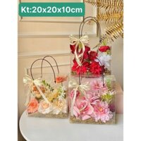 sét 5-10 Túi mica quai nhựa -đựng quà tặng-đựng yến(kt:20x20x10cm)