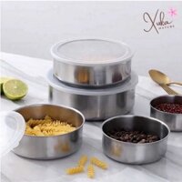 Set 5 bát inox có nắp đậy silicon QV329 - Xuka Store