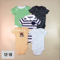 set 5 bộ body chip cộc tay - bộ liền quần cotton xuất dư cho bé trai 12 18 tháng