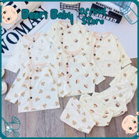 Set 5 Bộ Dài Tay Sơ Sinh Chất Thun Lạnh Chất Màu Kem In Hoạ Tiết Cho Bé 0 - 9Tháng