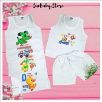 Set 5 bộ quần áo sơ sinh ba lỗ màu trắng Bossini cho bé từ sơ sinh đến 17kg