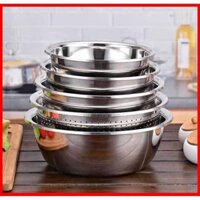 Set 5 bộ rổ, thau bằng inox cao cấp