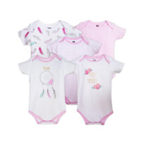 Set 5 bodysuit cộc tay hoa hồng