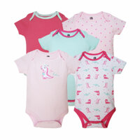 Set 5 bodysuit cộc tay khủng long bé gái