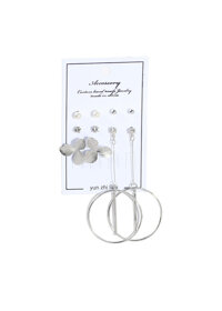 Sét 5 bông tai các loại thời trang Hàn Quốc BT181 - MS13-Hình tròn to