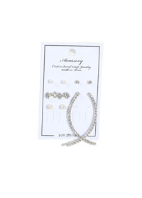 Sét 5 bông tai các loại thời trang Hàn Quốc BT181 - MS16 - Đính hạt vòng cung