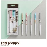 Set 5 Bút Bi monami 153 Có Thể Thu Vào 0.5mm 5 Màu Mực