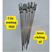 Sét 5 cây xiên nướng thịt, xiên nướng thịt inox chống gỉ, que xiên nướng thịt chả