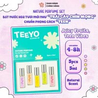 Set 5 chai Nước Hoa Thiên Nhiên Yêu Đời TEEYO kèm hộp xinh - Hương thơm Trái Cây Trendy cho TEEN